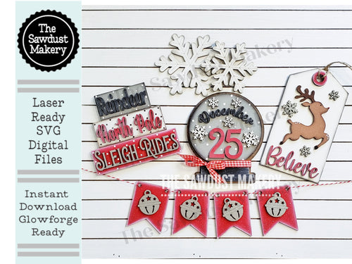 Reindeer North Pole SVG File | Laser Cut File | Glowforge | Santa Claus | Reindeer | Rudolph | North Pole Laser Cut File