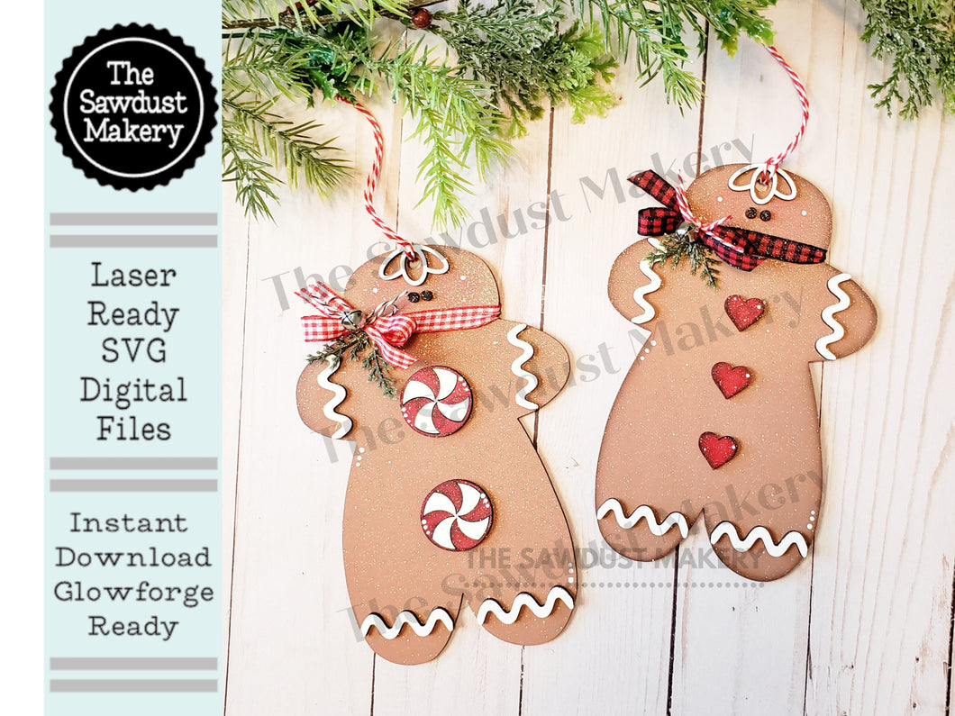 Large Gingerbread Christmas Ornament SVG File | Laser Cut File | Christmas Ornament SVG | Gingerbread Ornament svg | Peppermints