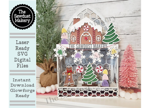 Gingerbread House SVG File | Laser Cut File | Glowforge | Gingerbread House | Christmas | Candy Cane | Gingerbread Laser Cut File