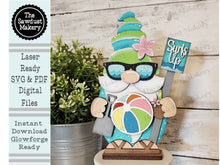 Load image into Gallery viewer, Beach Gnome SVG File | Laser Cut File | Standing Beach Gnome SVG | Gnome | Gnome Shelf Sitter | Summer Gnome | Summer SVG
