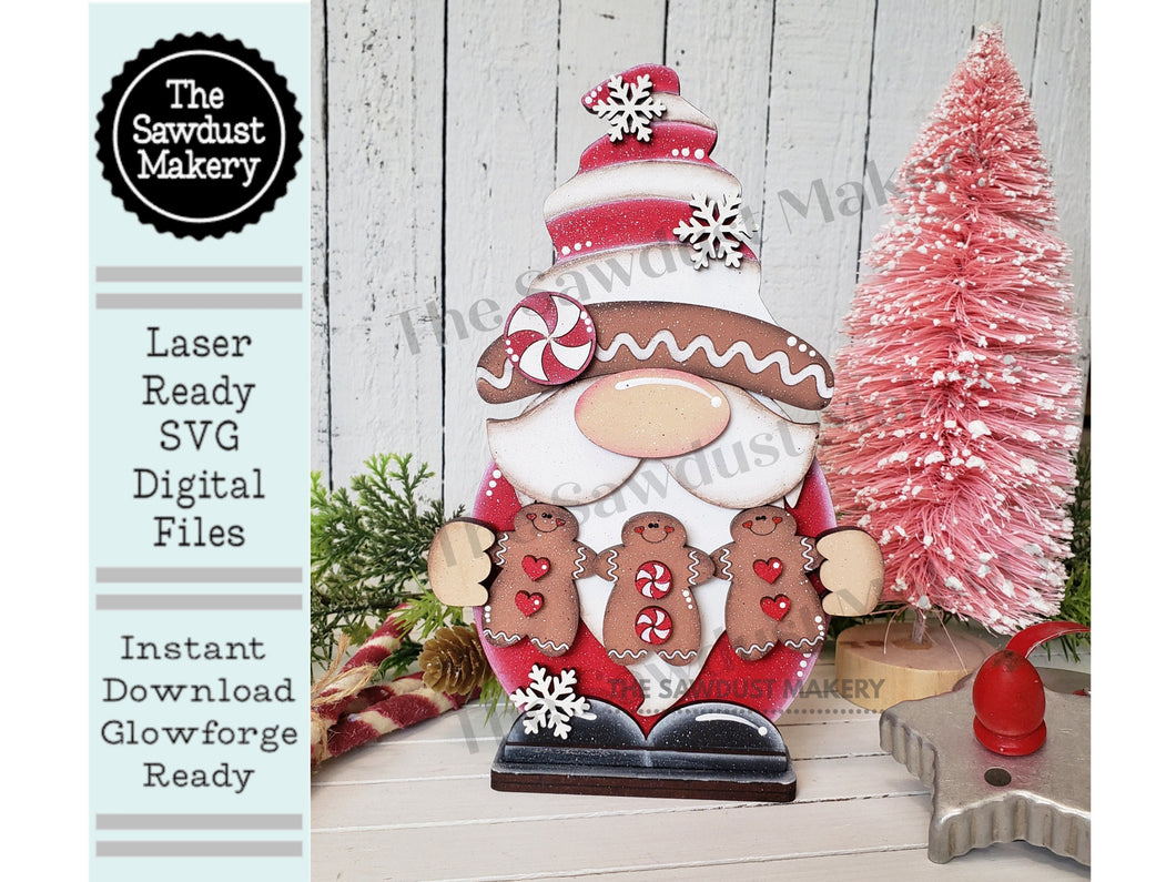 Gingerbread Gnome SVG File | Laser Cut File | Standing Gingerbread Gnome SVG File | Gnome | Gnome Shelf Sitter | Cookie Gnome SVG