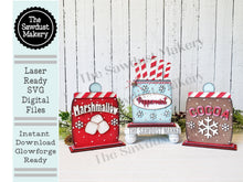 Load image into Gallery viewer, Standing Hot Cocoa Bar SVG File | Laser Cut File | Glowforge | Cocoa | Marshmallow| Hot Cocoa Bar SVG | Peppermint SVG | Peppermint Cocoa
