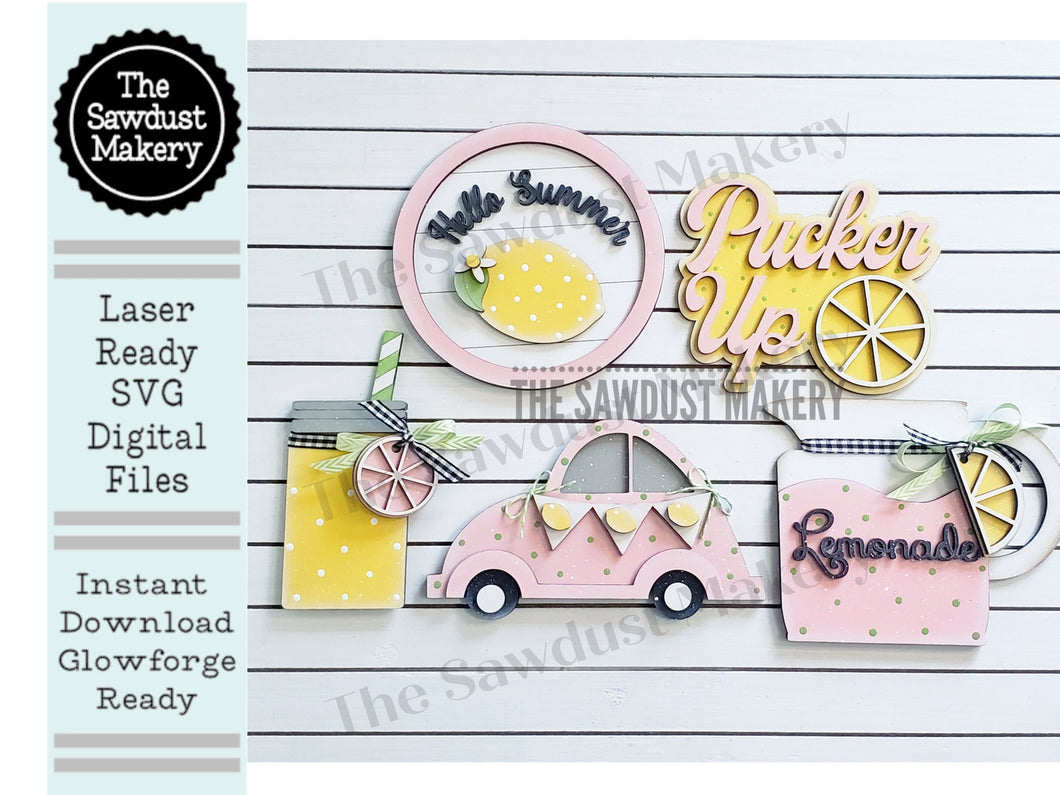 Lemonade Summer SVG File | Laser Cut File | Pucker Up | Lemons | Summer | Lemonade | VW Bug Laser Cut File