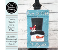 Load image into Gallery viewer, Baby it&#39;s Cold Outside Pallet Sign Door Hanger SVG File | Laser Cut File | Snowman SVG File | Door Hanger svg | WinterSVG | Snowman SVG
