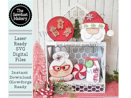 Santa and Mrs. Claus SVG File | Laser Cut File | Glowforge | Santa Claus | Mrs. Claus | Milk & Cookies | Santa SVG | Santa Cookie Plate