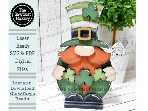 Leprechaun Standing Gnome SVG File | Lucky | Laser Cut File | St. Patrick's Day Gnome SVG File | SVG | Gnome | Gnome Shelf Sitter