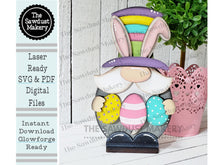 Load image into Gallery viewer, Bunny Gnome SVG File | Lucky | Laser Cut File | Glowforge | Easter Bunny Gnome SVG File | SVG | Gnome | Gnome Shelf Sitter | Easter Eggs
