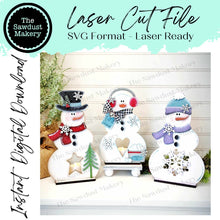 Load image into Gallery viewer, Snowman Candle Votive Shelf Sitter SVG File | Laser Cut File | Christmas SVG | Snowman svg | Votive Candles | Winter SVG
