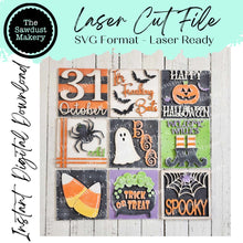 Load image into Gallery viewer, Halloween Sign Bundle Laser Cut File | Farmhouse Interchangeable Leaning Sign Bundle File SVG | Glowforge | Farmhouse Signs
