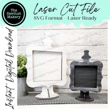 Load image into Gallery viewer, Drop-in Free Standing Sign Holder SVG | Interchangeable Frame SVG | Laser Cut File | Framed Sign SVG | Home Decor svg | Chunky Frame
