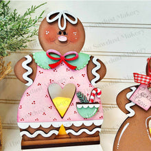 Load image into Gallery viewer, Gingerbread Boy &amp; Girl Votive Shelf Sitter SVG File | Laser Cut File | Christmas SVG | Gingerbread svg | Votive Candles | Candy Cane SVG
