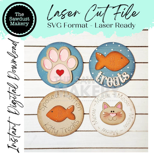 Cat Treat Bundle Candy Jar | Mason Jar Lid | Cookie Jar lid | Interchangeable Frame SVG File | Laser Cut File | Interchangeable Frame