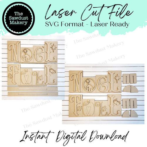 Noel & Fall Word Blocks SVG | Reversible Word Block SVG | SVG File | Laser Cut File | Glowforge | Mantle Decor svg | Holiday svg