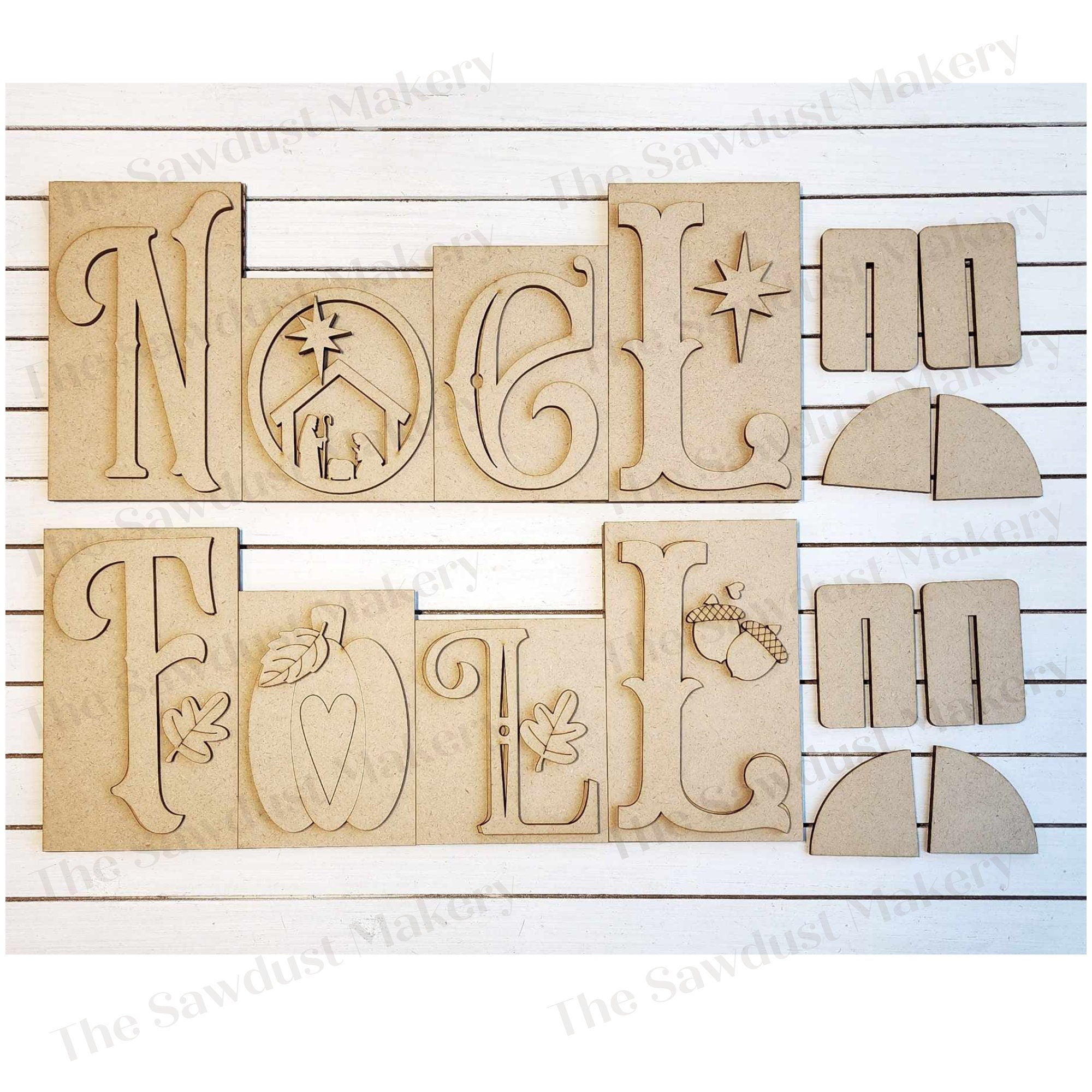 Noel & Fall Word Blocks SVG | Reversible Word Block SVG | SVG File | L ...