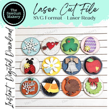 Load image into Gallery viewer, Vol. 2 ~ 12 Month Seasonal Bundle Candy Jar Cookie Jar lid Interchangeable Frame SVG File | Laser Cut File | Interchangeable Frame Insert
