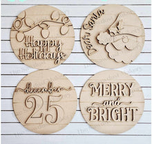 Load image into Gallery viewer, 6&quot; Round Christmas Sign Set SVG File | Laser Cut File | Interchangeable Frame | Merry Christmas | Ho Ho Ho | December 25 | Santa SVG
