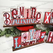 Load image into Gallery viewer, Add-on Mini Valentine Word Block 5 &amp; 6 Letter Sets | Mini Word Block SVG laser Cut File | Glowforge | Standing SVG File
