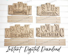 Load image into Gallery viewer, Add-on Mini Valentine Word Block 5 &amp; 6 Letter Sets | Mini Word Block SVG laser Cut File | Glowforge | Standing SVG File
