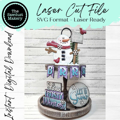 Let it Snow Tiered Tray SVG File | Laser Cut File | Let it Snow | Winter SVG | Snowman svg | Winter Laser SVG | Winter Tiered Tray Set