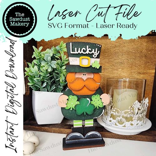 Standing Mini Leprechaun SVG File | Lucky | Laser Cut File | St. Patrick's Day SVG File | SVG | Lucky | Leprechaun Shelf Sitter