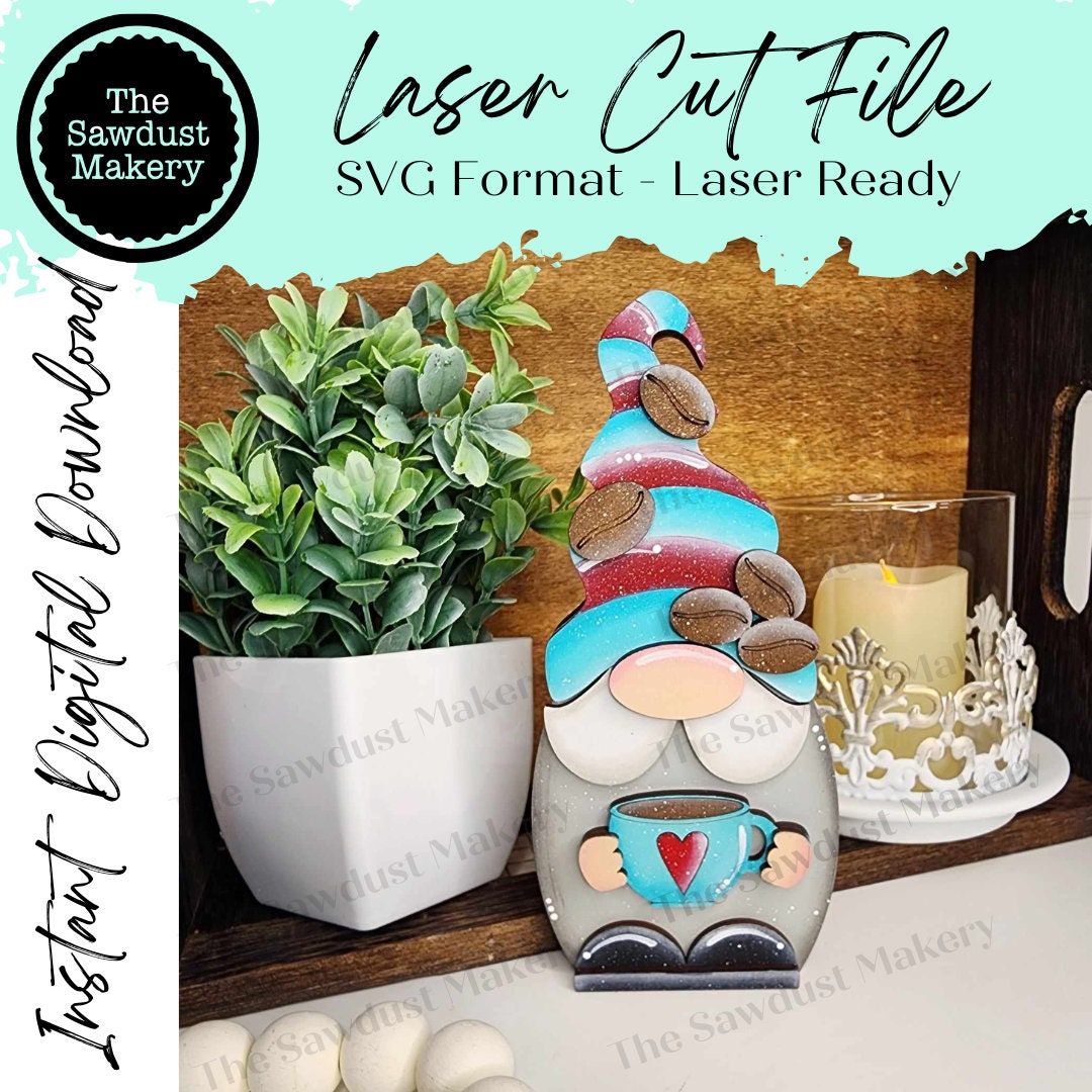 Coffee Mini Gnome Shelf Sitter SVG File | Laser SVG Cut File | Glowfor ...