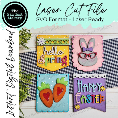 Easter & Spring Mini Hanger Signs | Spring Signs SVG | Door Hanger | SVG File | Laser Cut File | Glowforge | Mini Post Sign svgs