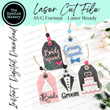 Load image into Gallery viewer, Bride &amp; Groom Tag Gift Card Holder Laser Cut SVG File | Wedding Gift Card Holders | Laser SVG File | Glowforge | Gift Tag SVG
