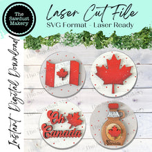 Load image into Gallery viewer, Canada Round Bundle | Candy/Mason/Cookie Jar lid Interchangeable Frame SVG | Laser Cut File | Interchangeable Frame
