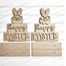 Load image into Gallery viewer, Nerdy Bunny Couple Word Stackers SVG File | Laser Cut File | Easter | Bunny | Nerdy Glasses | Shelf Sitters | Nerdy Bunny SVG | Easter SVG
