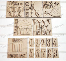 Load image into Gallery viewer, Happy Birthday Laser Cut File | Farmhouse Interchangeable Leaning Sign Bundle File SVG | Glowforge | Farmhouse Signs
