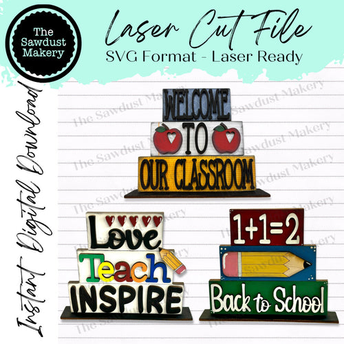 Teacher Word Stacker | Tea Mini Word Block SVG | SVG File | Laser Cut File | Glowforge | School Tiered TrayDecor | Laser cut svg