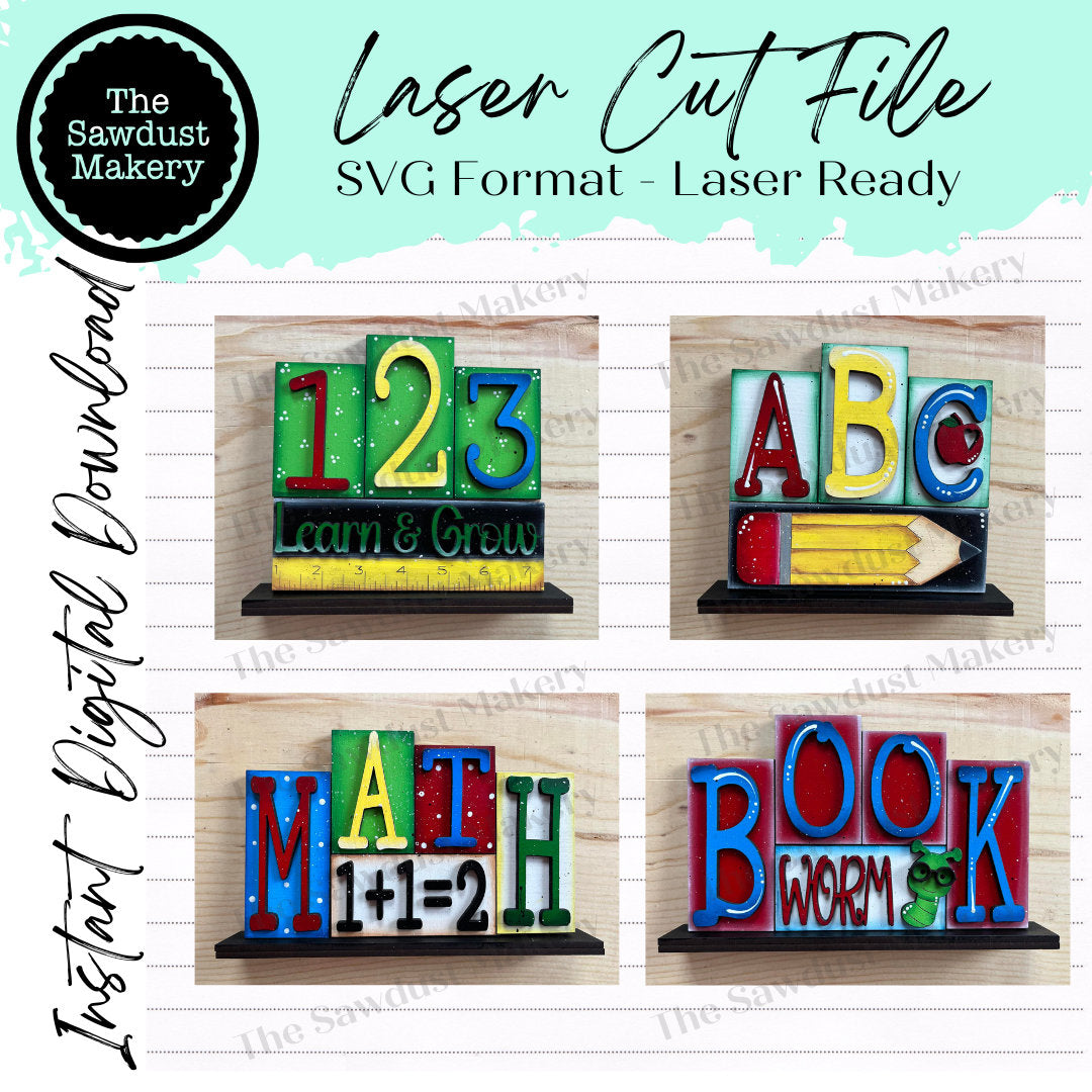 Add-on Mini School Word Block 3 & 4 Letter Sets | Mini Word Block SVG ...