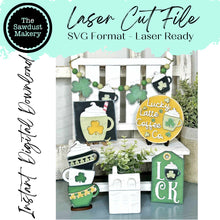 Load image into Gallery viewer, St. Patrick&#39;s Irish Latte Tiered Tray SVG File | Laser Cut File | Glowforge | Irish SVG File | Coffee | St. Patrick&#39;s | Shamrocks | Luck
