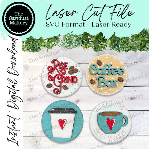 Coffee Bar Bundle Candy Jar | Mason Jar Lid | Cookie Jar lid | Interchangeable Frame SVG File | Laser Cut File | Interchangeable Frame