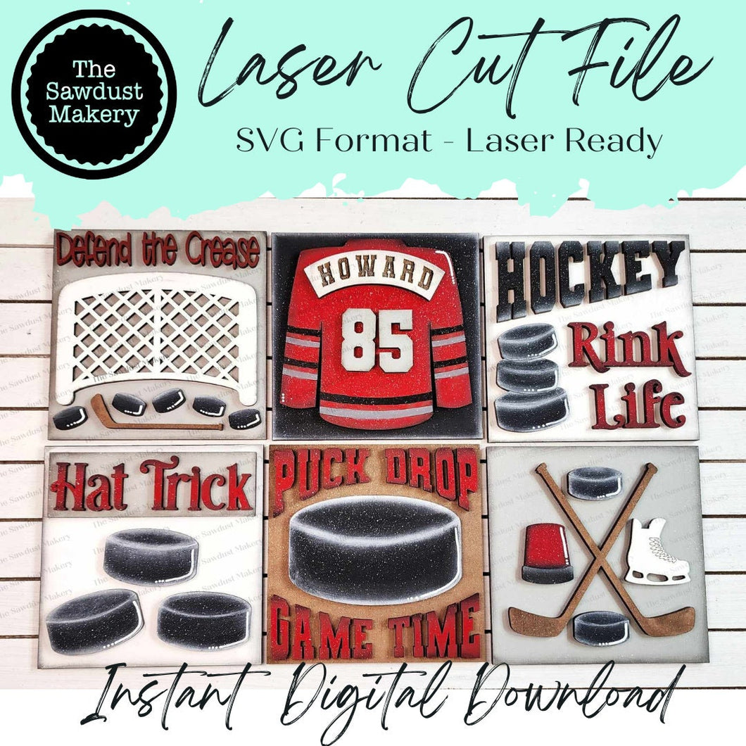 Hockey Laser Cut File | Farmhouse Interchangeable Leaning Sign Bundle File SVG | Glowforge | Farmhouse Signs