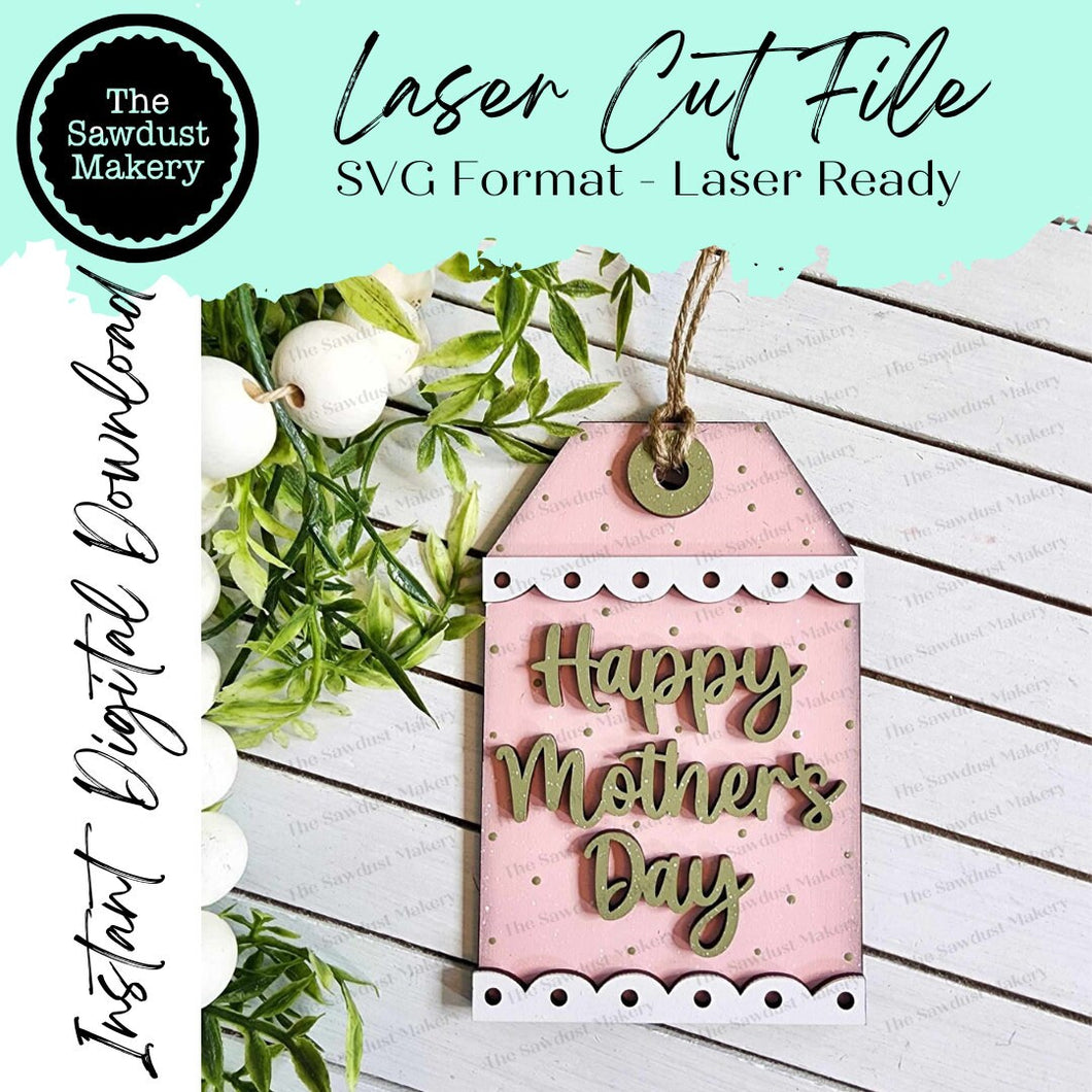 Happy Mother's Day Tags Gift Card Holder Laser Cut SVG File | Mother's Day Gift Card Holders | Laser SVG File | Gift Card Holders