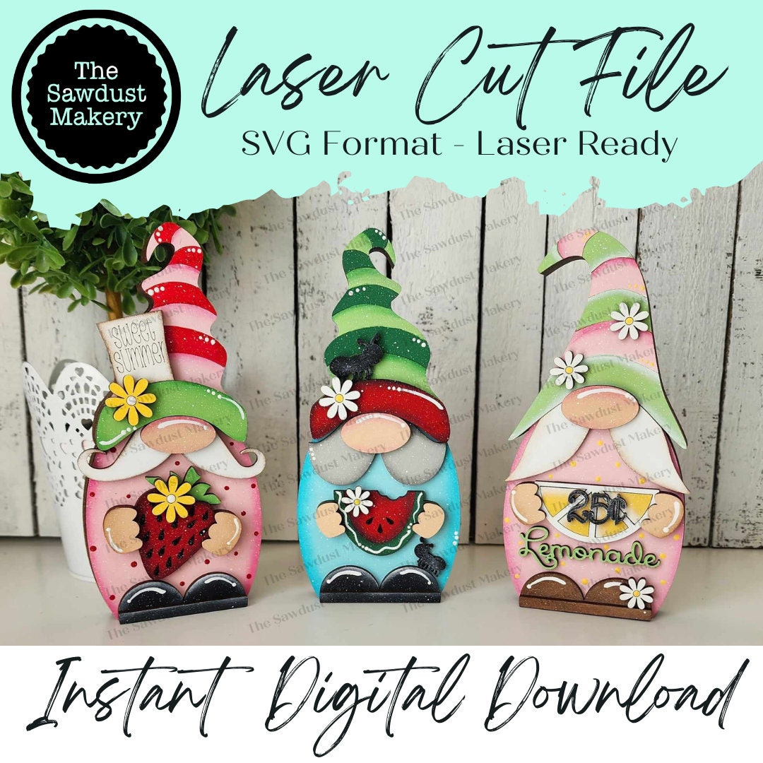 Gnome Mini Shelf Sitter Bundle #2 SVG File | Laser SVG Cut File | Glow ...