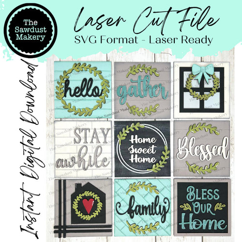 Farmhouse Home Laser Cut File | Farmhouse Interchangeable Leaning Sign Bundle File SVG | Glowforge | Home Tiered Tray SVG | Farmhouse Signs