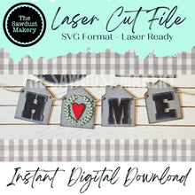 Load image into Gallery viewer, Home Banner SVG | Laser Cut File | Glowforge | Home SVG | Banner SVG | Banner | Mini Banner svg | Farmhouse svg
