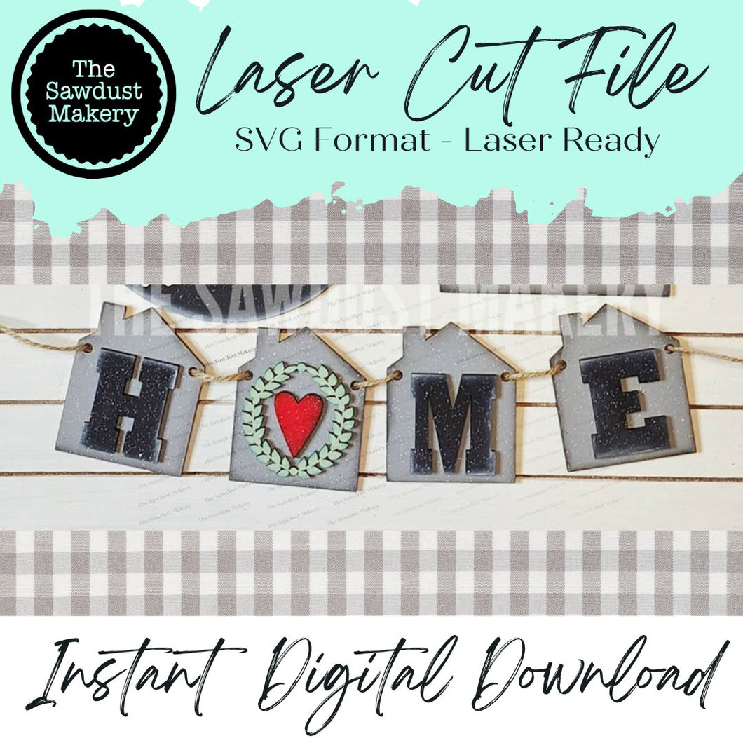 Home Banner SVG | Laser Cut File | Glowforge | Home SVG | Banner SVG | Banner | Mini Banner svg | Farmhouse svg