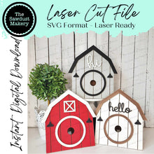 Load image into Gallery viewer, Interchangeable Barn Sign Frame Bundle SVG | Laser Cut File | Glowforge | 3&quot; Round Insert Frame | Seasonal Interchangeable
