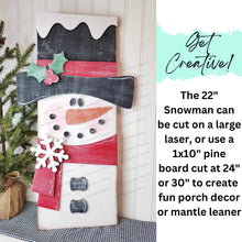 Load image into Gallery viewer, Wood Snowman Pallet Snowman Shelf Sitter SVG | Snowman laser cut file | Let it Snow | Snowman Laser Cut file | Winter | Build a Snowman SVG
