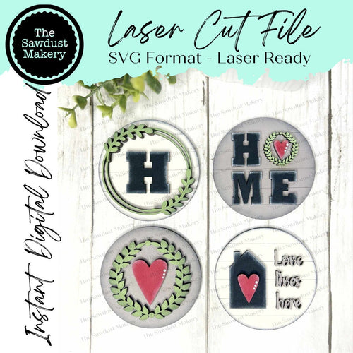 Home Jar Seasonal Rounds | Candy/Mason/Cookie Jar lid | Interchangeable Frame SVG | Laser Cut File | Interchangeable Frame