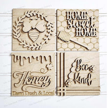 Load image into Gallery viewer, Bee Kind Sign Laser Cut Files | Bee Interchangeable Leaning Sign Bundle File SVG | Summer Tiered Tray SVG | Farmhouse Frame
