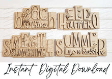 Load image into Gallery viewer, Add-on Mini Summer Beach Word Block 5 &amp; 6 Letter Sets | Mini Word Block SVG laser Cut File | Glowforge | Standing SVG File
