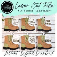 Load image into Gallery viewer, Military Combat Boots Ornament Bundle SVG File | Laser Cut File | Christmas Ornament SVG | Military Ornament svg | Military SVG
