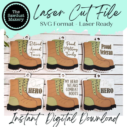 Military Combat Boots Ornament Bundle SVG File | Laser Cut File | Christmas Ornament SVG | Military Ornament svg | Military SVG