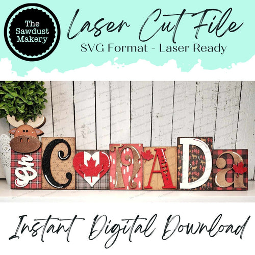 Oh Canada Word Block SVG | Word Block SVG | SVG File | Laser Cut File | Glowforge | Mantle Decor svg | Canada Day svg