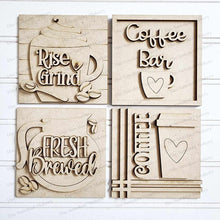 Load image into Gallery viewer, Coffee Bar Laser Cut Files | Coffee Bar Interchangeable Leaning Sign Bundle File SVG | Coffee Tiered Tray SVG | Farmhouse Frame
