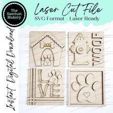 Load image into Gallery viewer, Dog Laser Cut Files | Dog Interchangeable Leaning Sign Bundle File SVG | Dog Tiered Tray SVG | Farmhouse Frame
